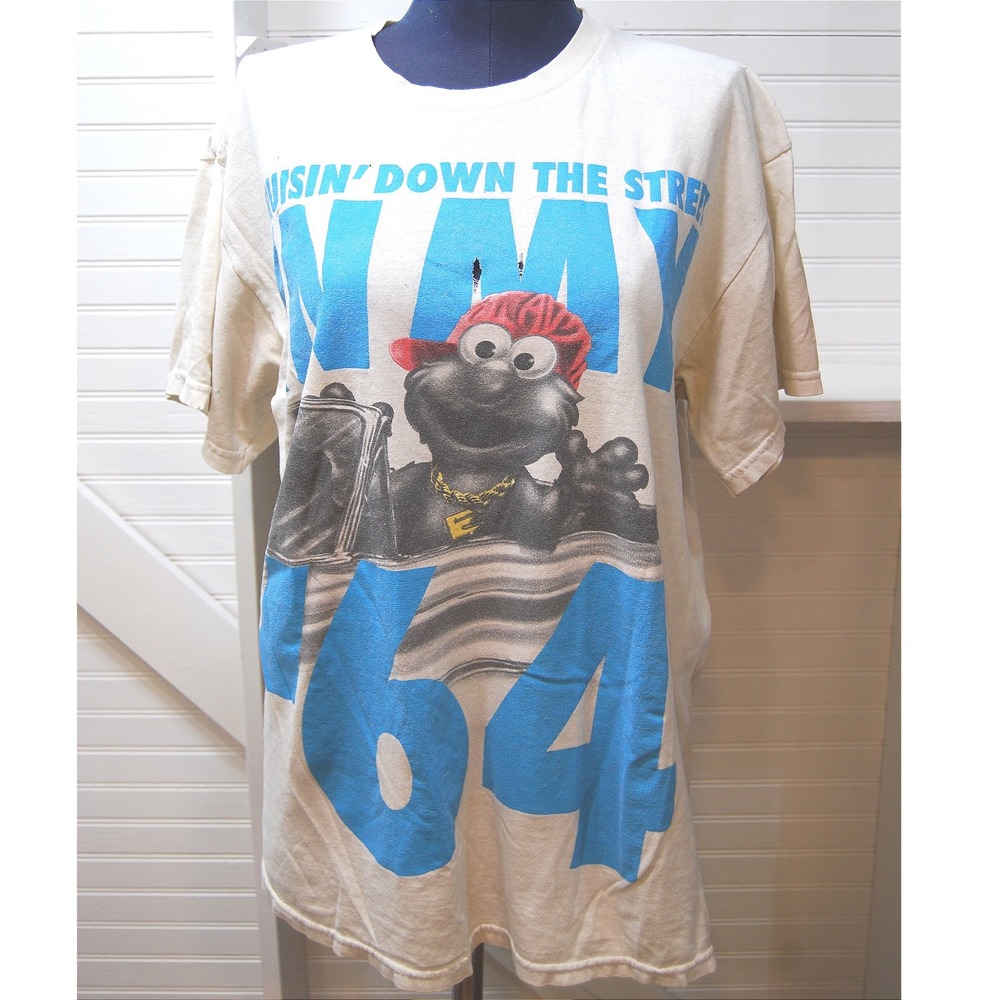 Vintage 90s TShirt Medium Easy-E & Elmo Funny Hip Hop Rap Sesame Street Tee